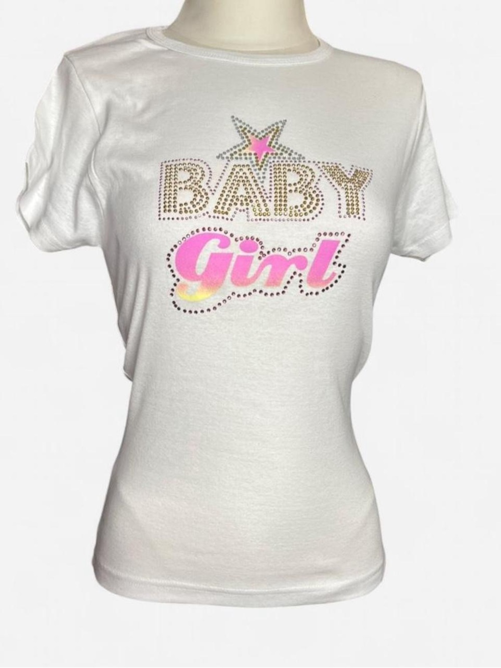 Y2K White 'Baby Girl' Short Sleeve Graphic Tee